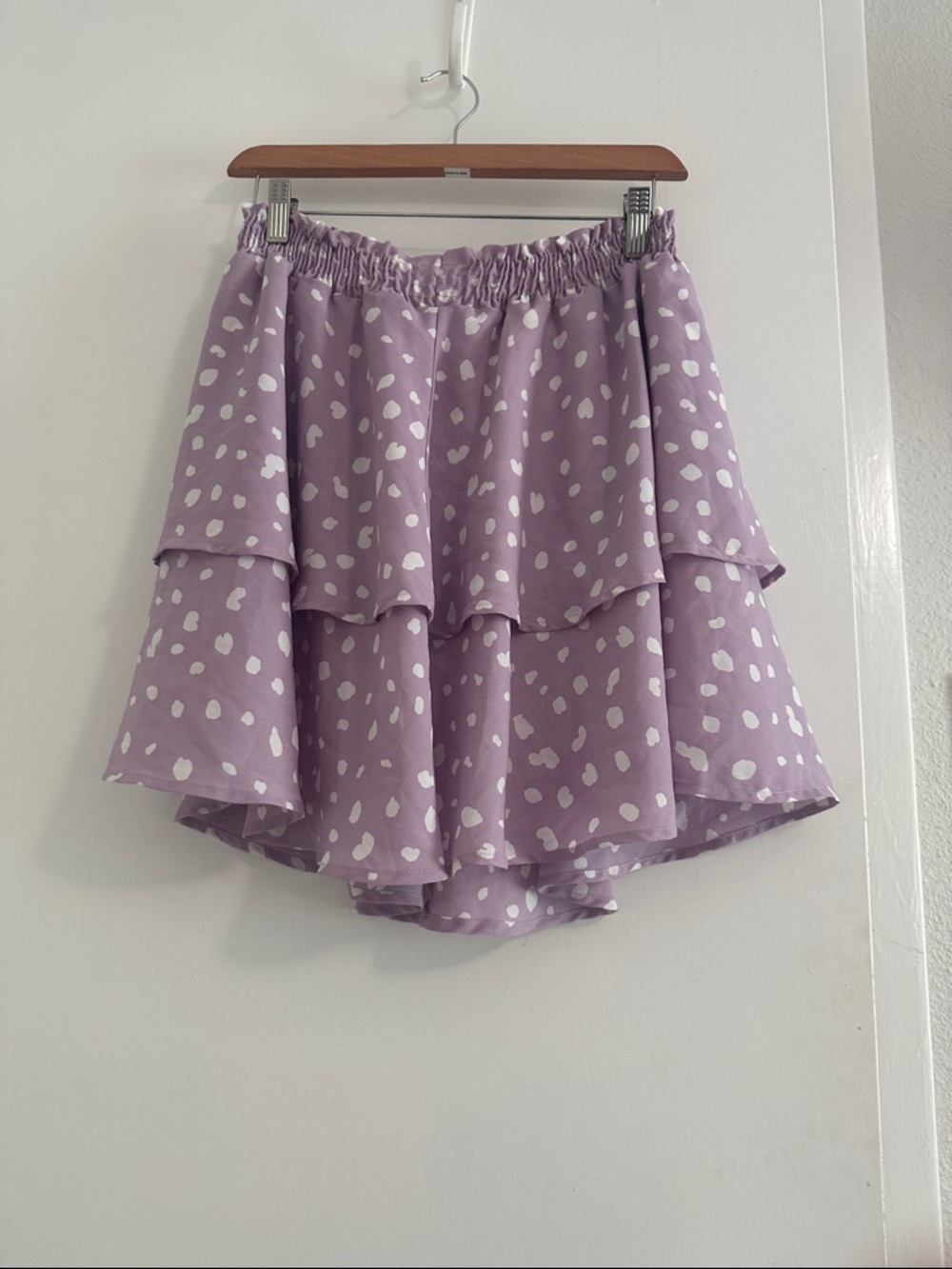 Impeccable Pig Lavender Leopard Print Tiered Mini Skirt | Y2K boho